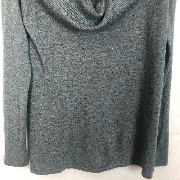 Women's Cowl Neck Gray Pullover Sweater - Picture 3 of 8
